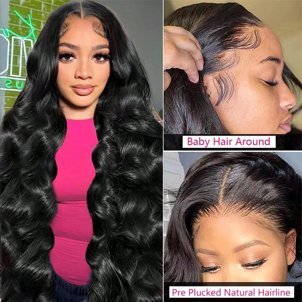 40 Inch Body Wave Human Hair Lace Front Wig – 200% Density, Pre-Plucked Hairline, 13×4 & 13×6 HD Lace Front