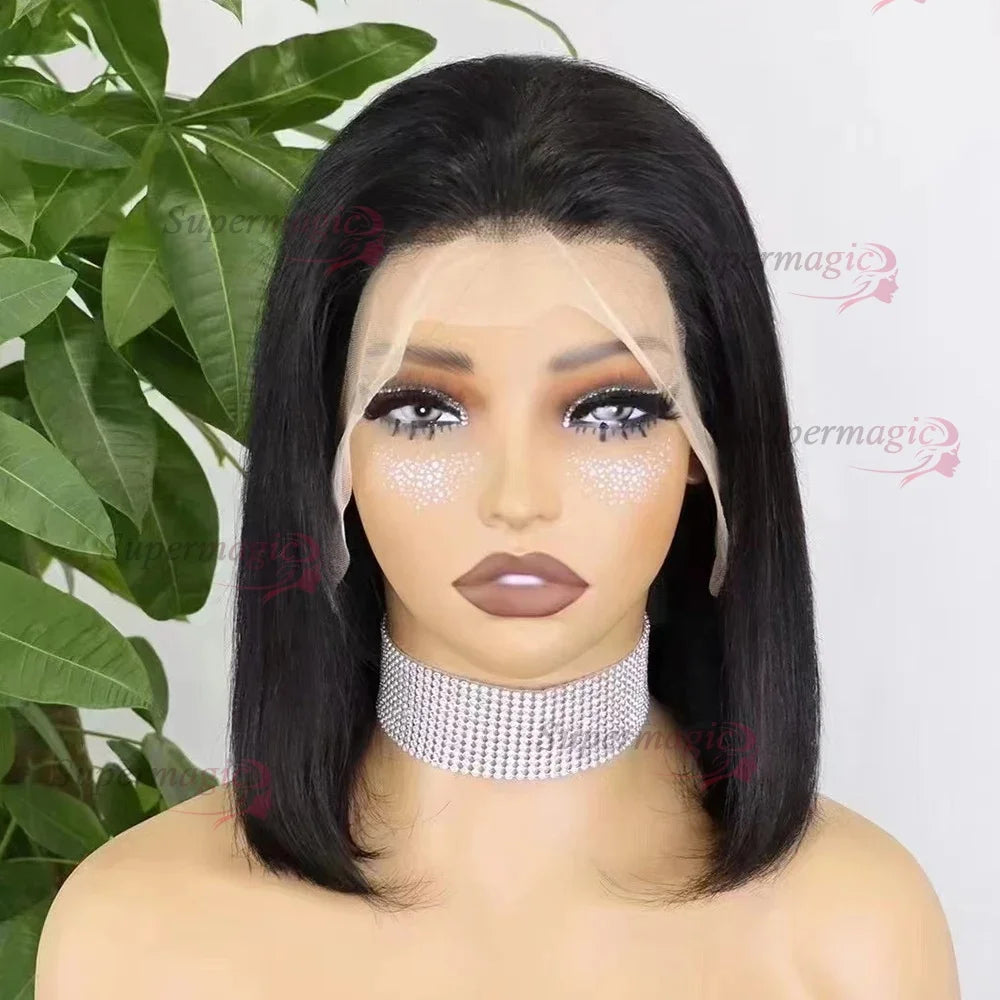 300% Density 13x4 Transparent Lace Frontal Straight Bob Wig – Raw Vietnamese Human Hair Wig for Women