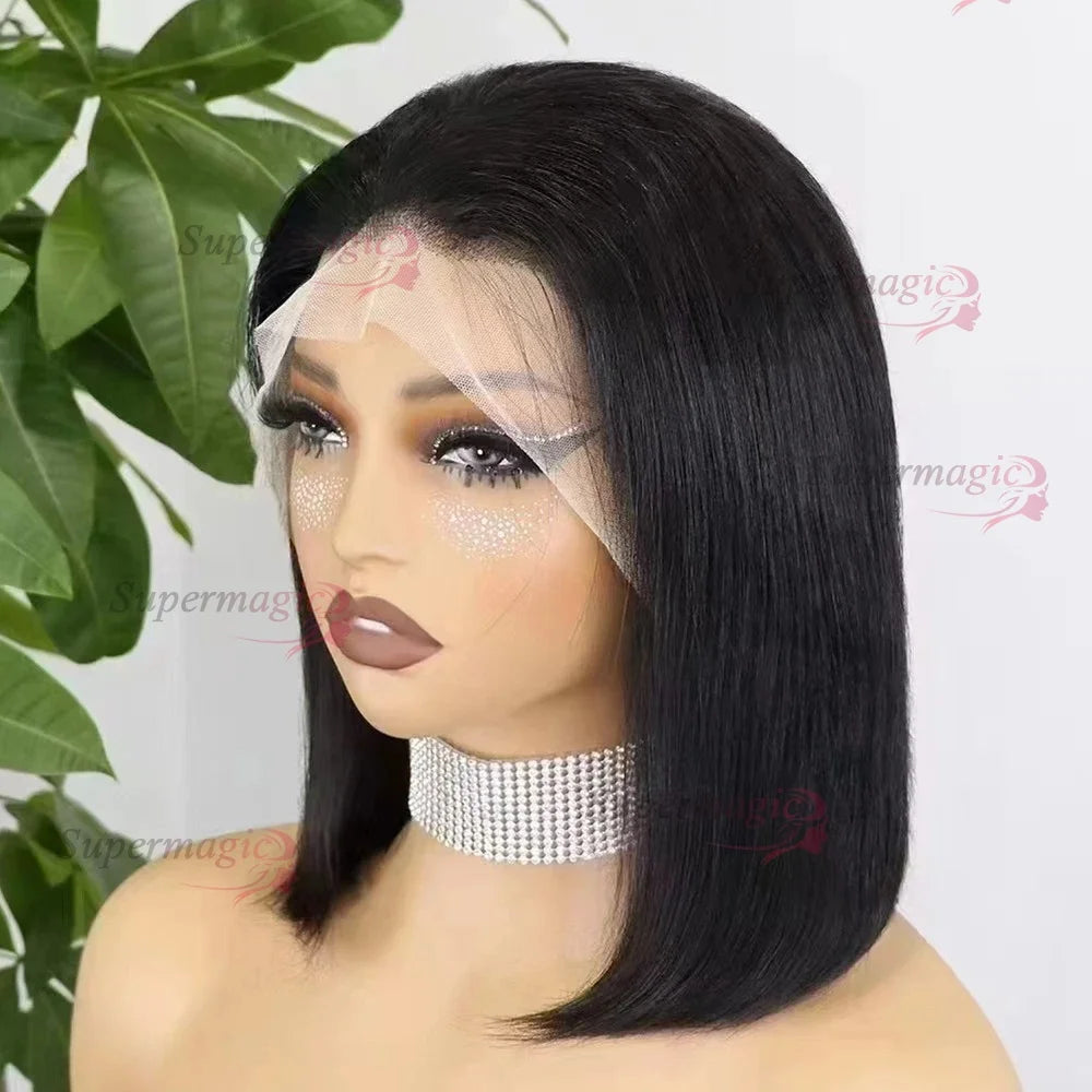 300% Density 13x4 Transparent Lace Frontal Straight Bob Wig – Raw Vietnamese Human Hair Wig for Women