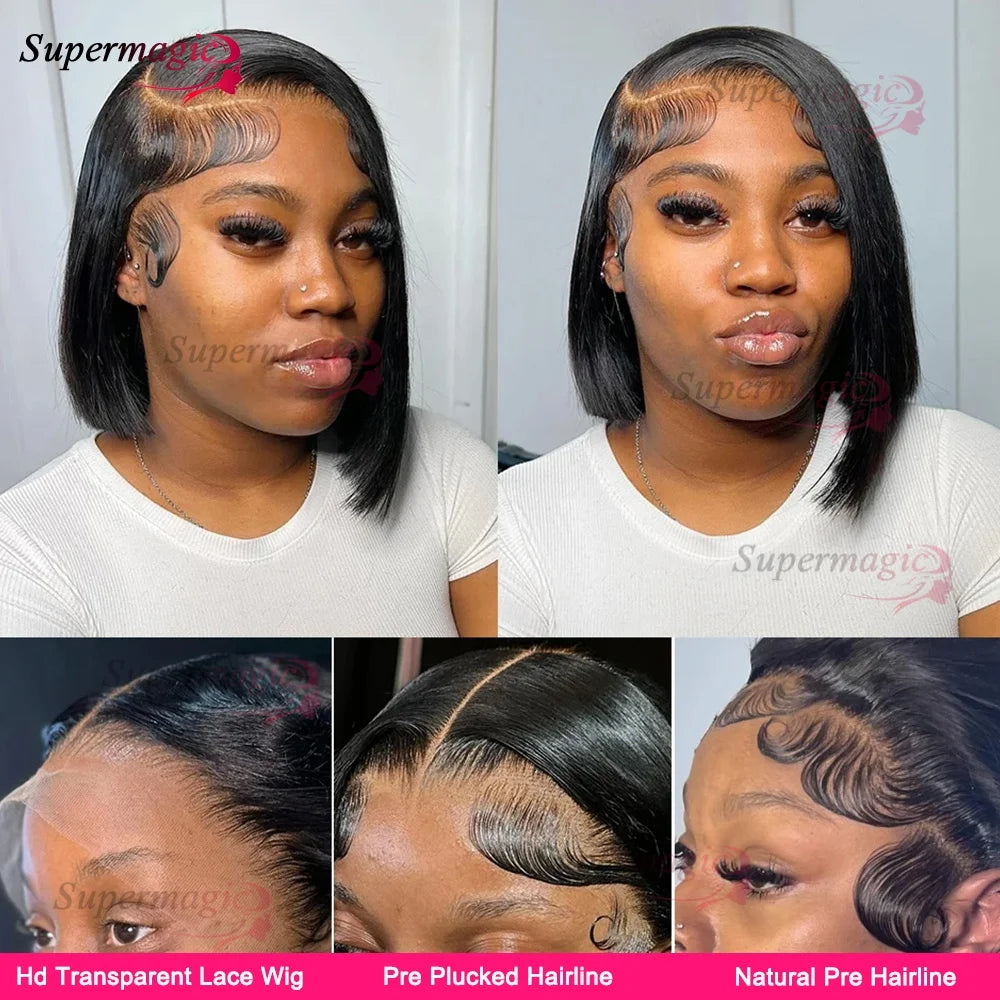 300% Density 13x4 Transparent Lace Frontal Straight Bob Wig – Raw Vietnamese Human Hair Wig for Women