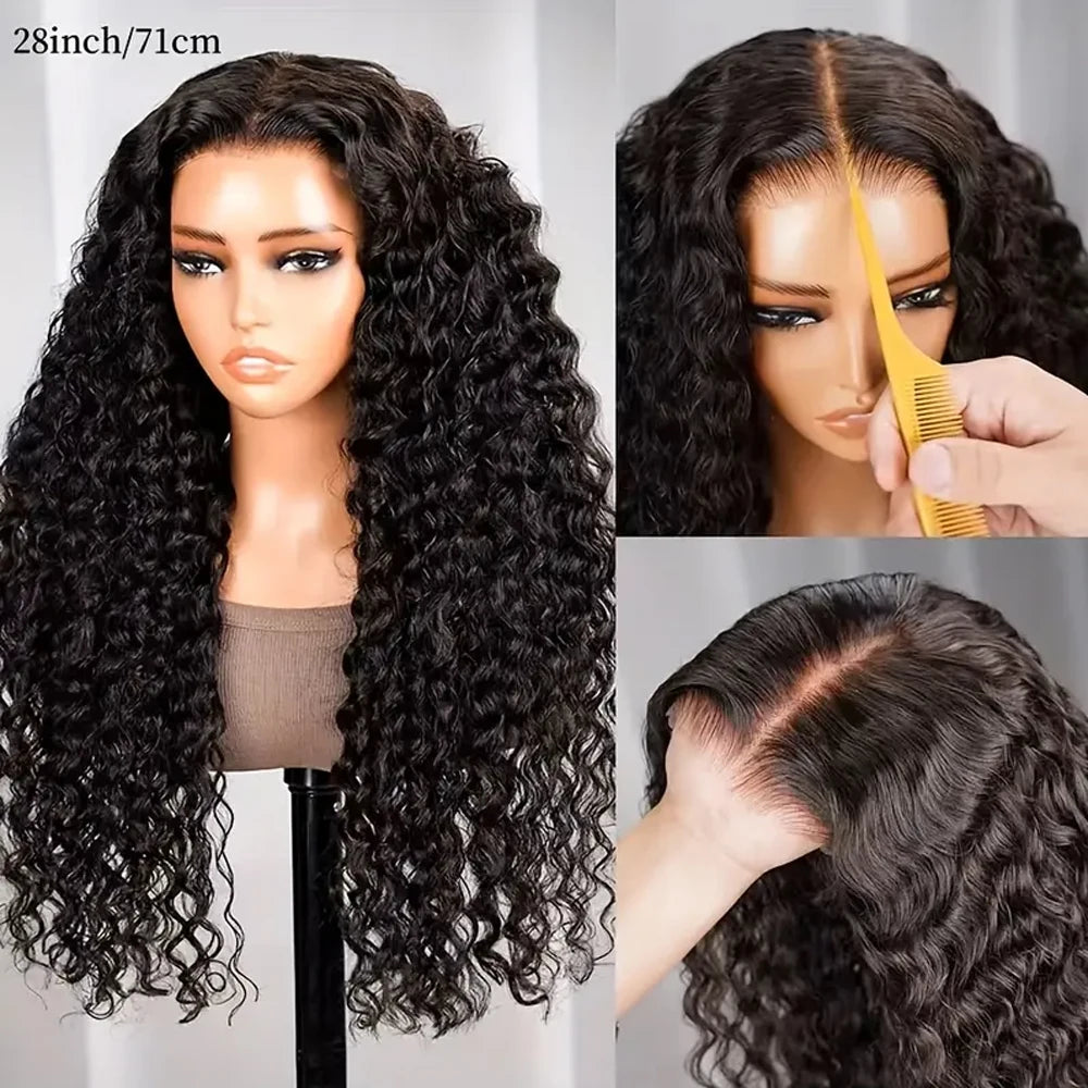250% Density Glueless Deep Wave Human Hair Wig (5x5 HD Lace Closure, Pre-Cut, No Glue, Large Cap)