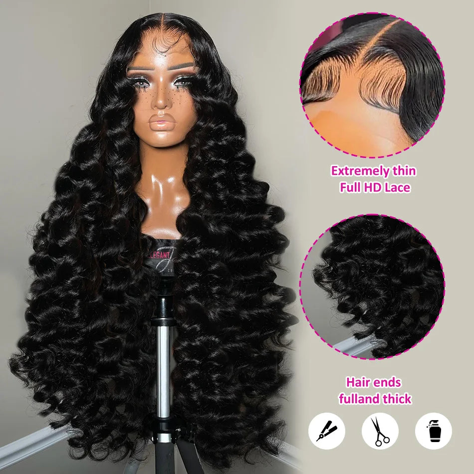 200% Density Loose Wave 13x6 HD Lace Front Wig (13x4 Option) – Brazilian Remy Human Hair, 30–40 Inch