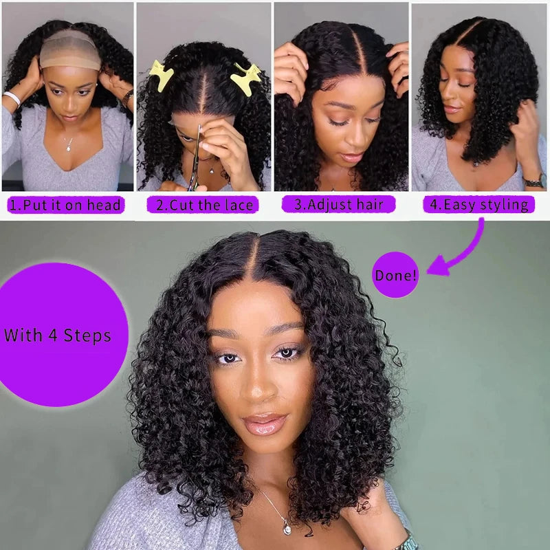 99J Burgundy Short Curly Bob HD Lace Wig (13x4 / 4x4) – Brazilian Remy Human Hair, 200% Density (4–16")
