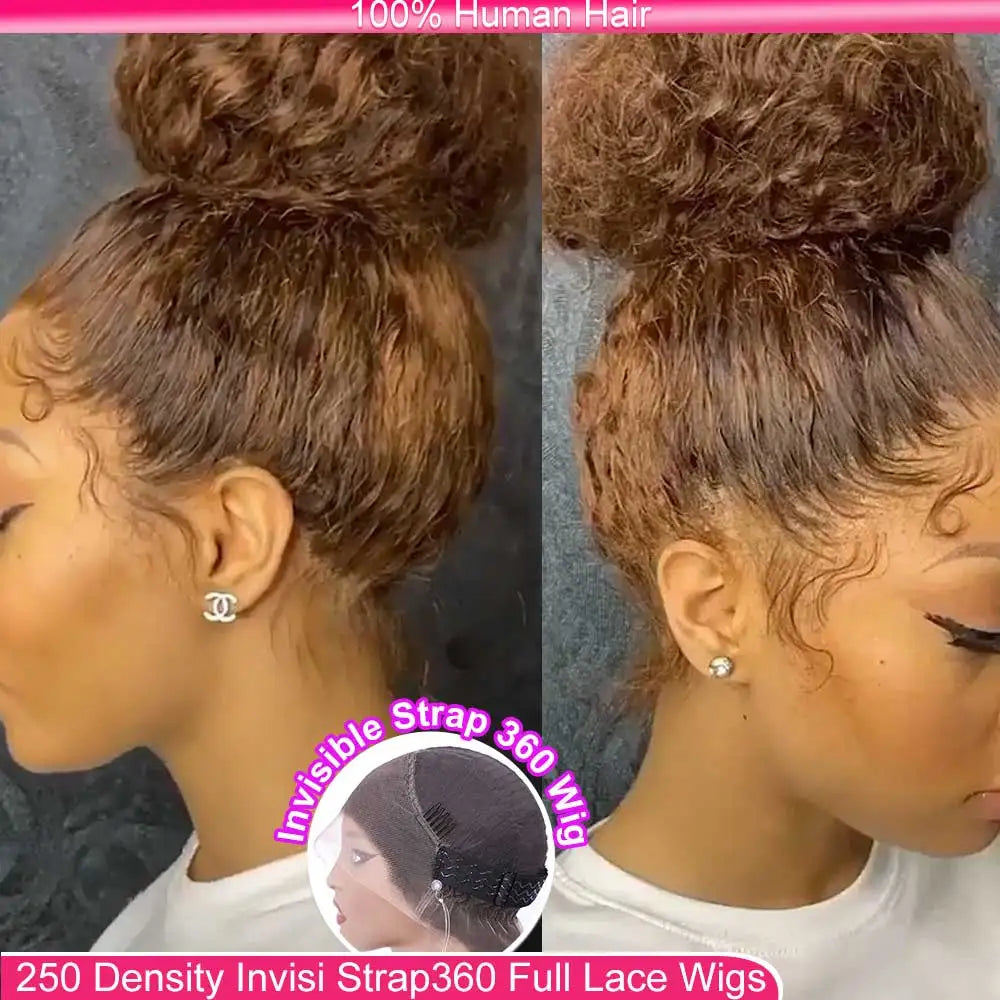 Invisi Strap 360 Full HD Lace Frontal Wig – 30" Deep Wave (250 Density) Chocolate Brown Brazilian Remy Human Hair
