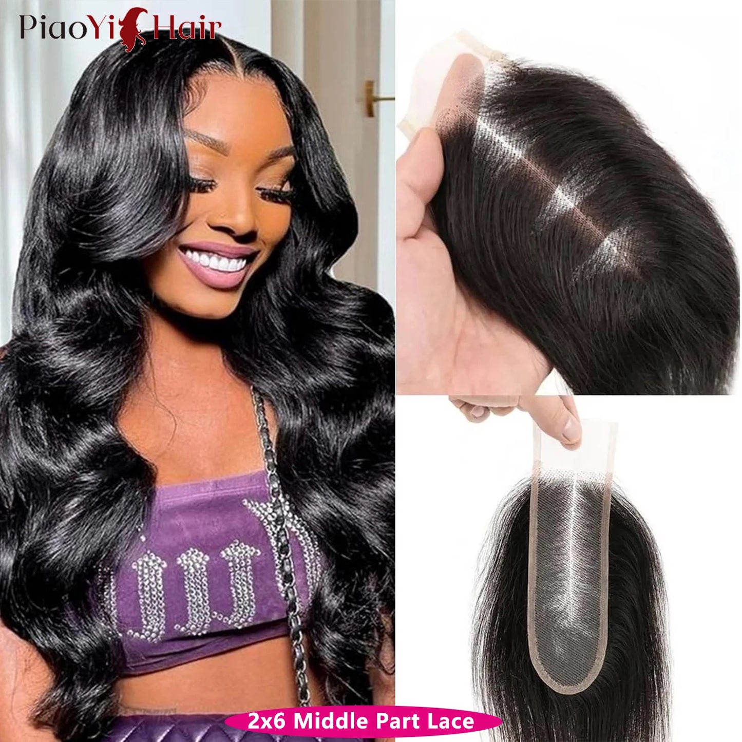 Body Wave Human Hair Bundles with Lace Closure | Brazilian Remy | 4x4 5x5 2x6 | 12-32 Inch | Natural Black