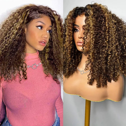 4/27 Ombre Curly Bob Human Hair Wig · 13x4 Transparent Lace Front · Short 4–16 Inch