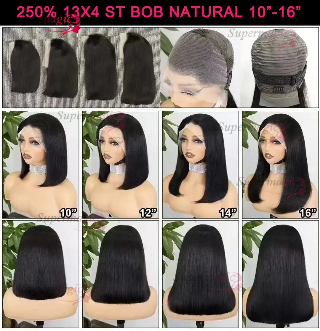 300% Density 13x4 Transparent Lace Frontal Straight Bob Wig – Raw Vietnamese Human Hair Wig for Women