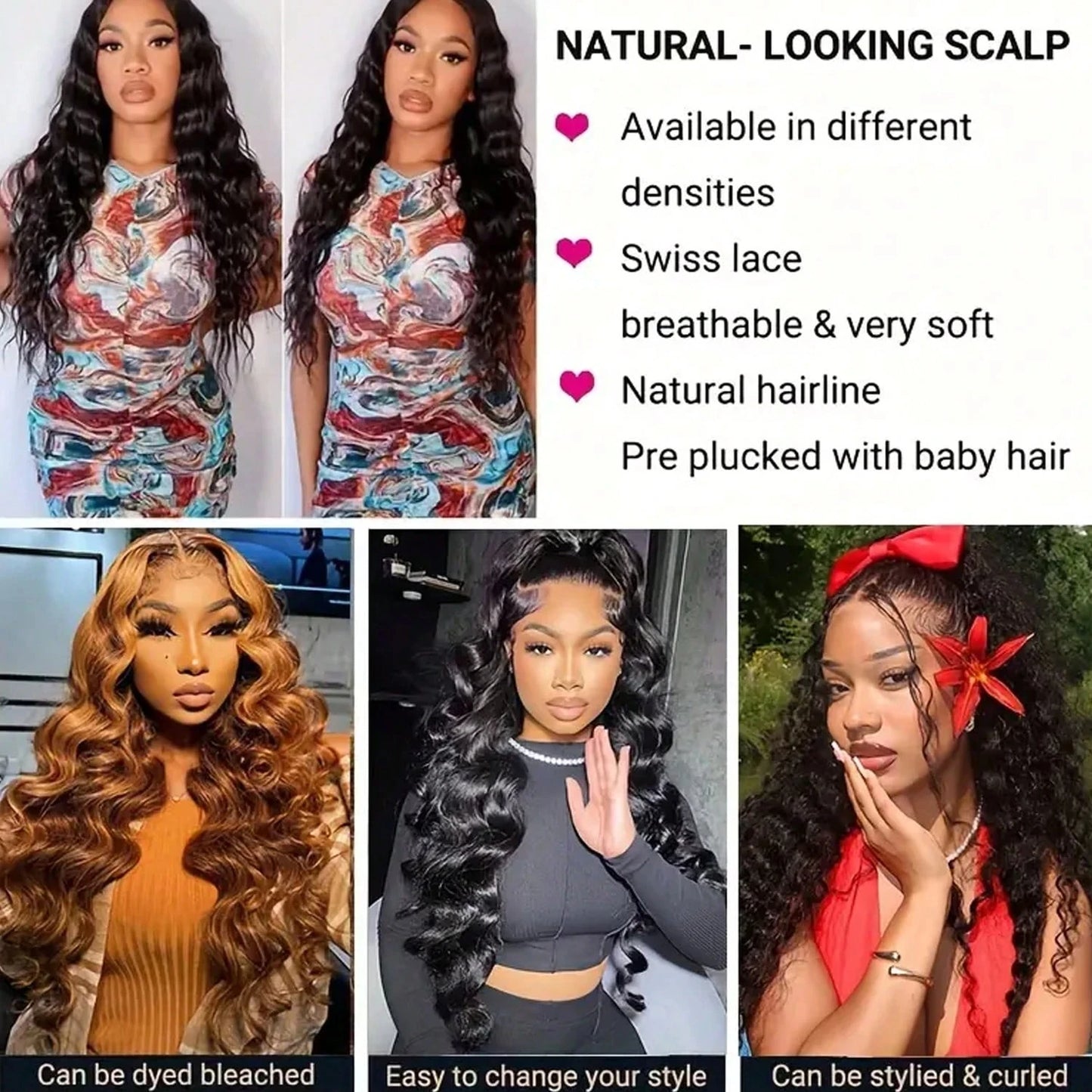 40 Inch Body Wave Human Hair Lace Front Wig – 200% Density, Pre-Plucked Hairline, 13×4 & 13×6 HD Lace Front