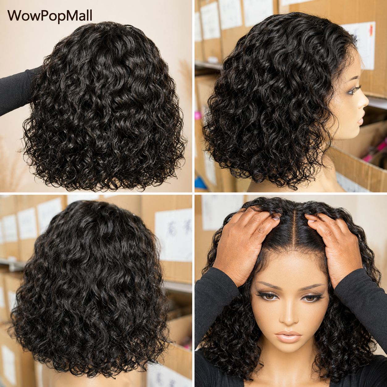Water Wave Bob Wig | 100% Brazilian Remy Human Hair | 4x4 Lace | Glueless | 10-16 Inch | 200 Density