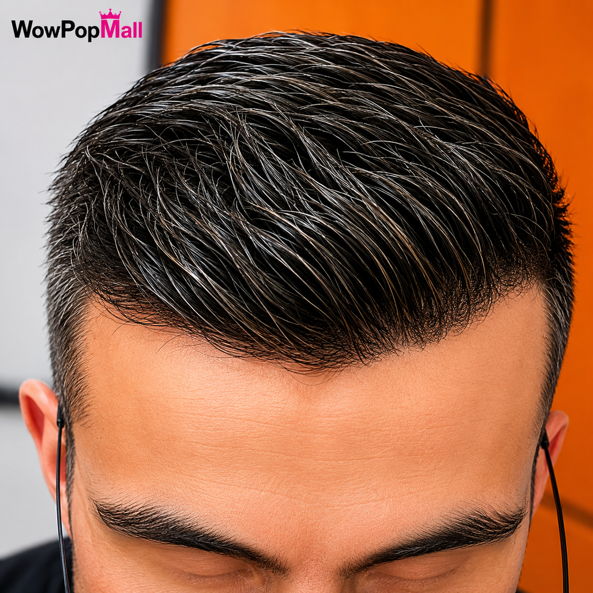 Men's Human Hair Toupee Wig – 30mm Wave, Natural Straight, 0.1mm PU Base