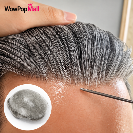 Men Toupee Wig Natural Hairline V Loop Thin Skin | Remy Human Hair System 0.03mm