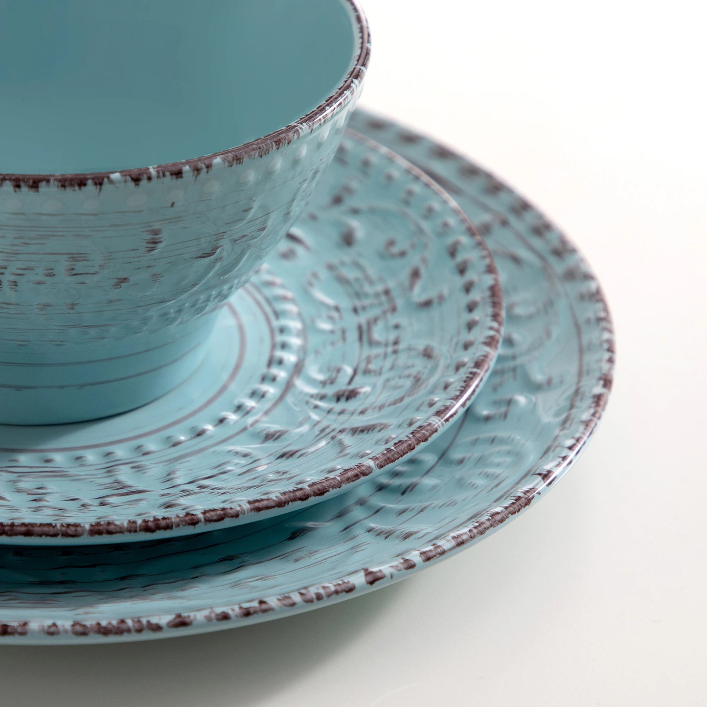 Vancasso VINE 16/32/48-Piece Ceramic Dinnerware Set | Rustic Stoneware Plates, Bowls & Mugs for 12-Person Dining