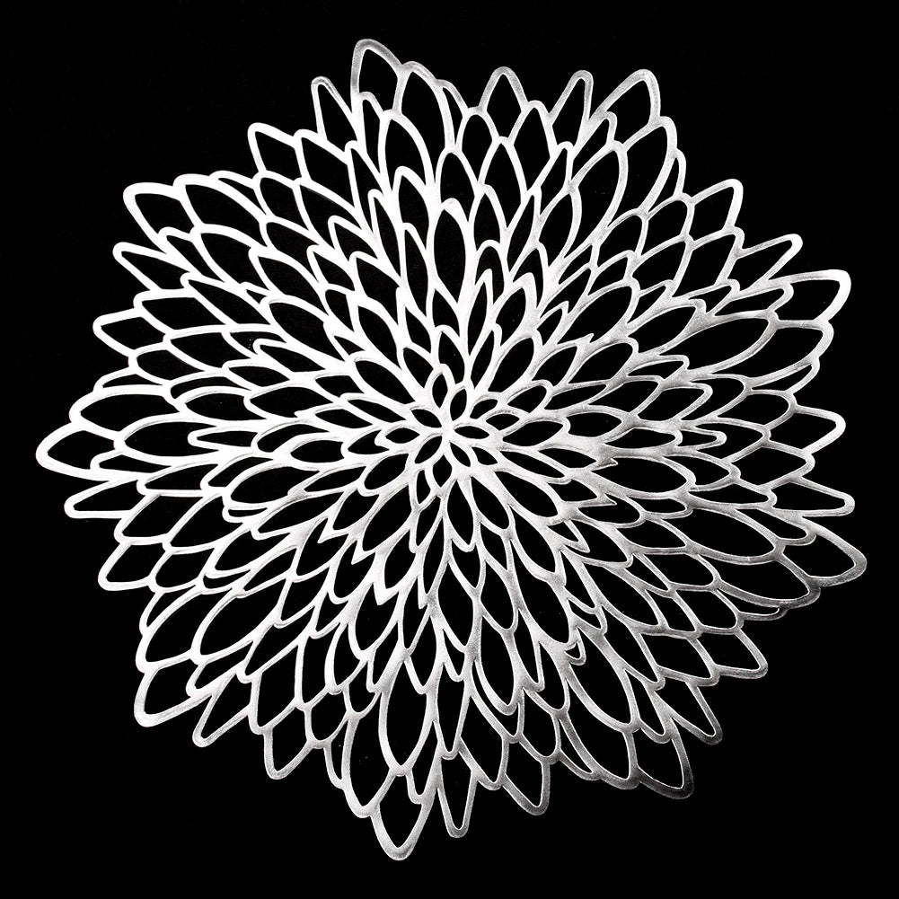 Round Blooming Flower Placemats Set – Modern PVC Heat-Resistant Table Mats for Dining & Events