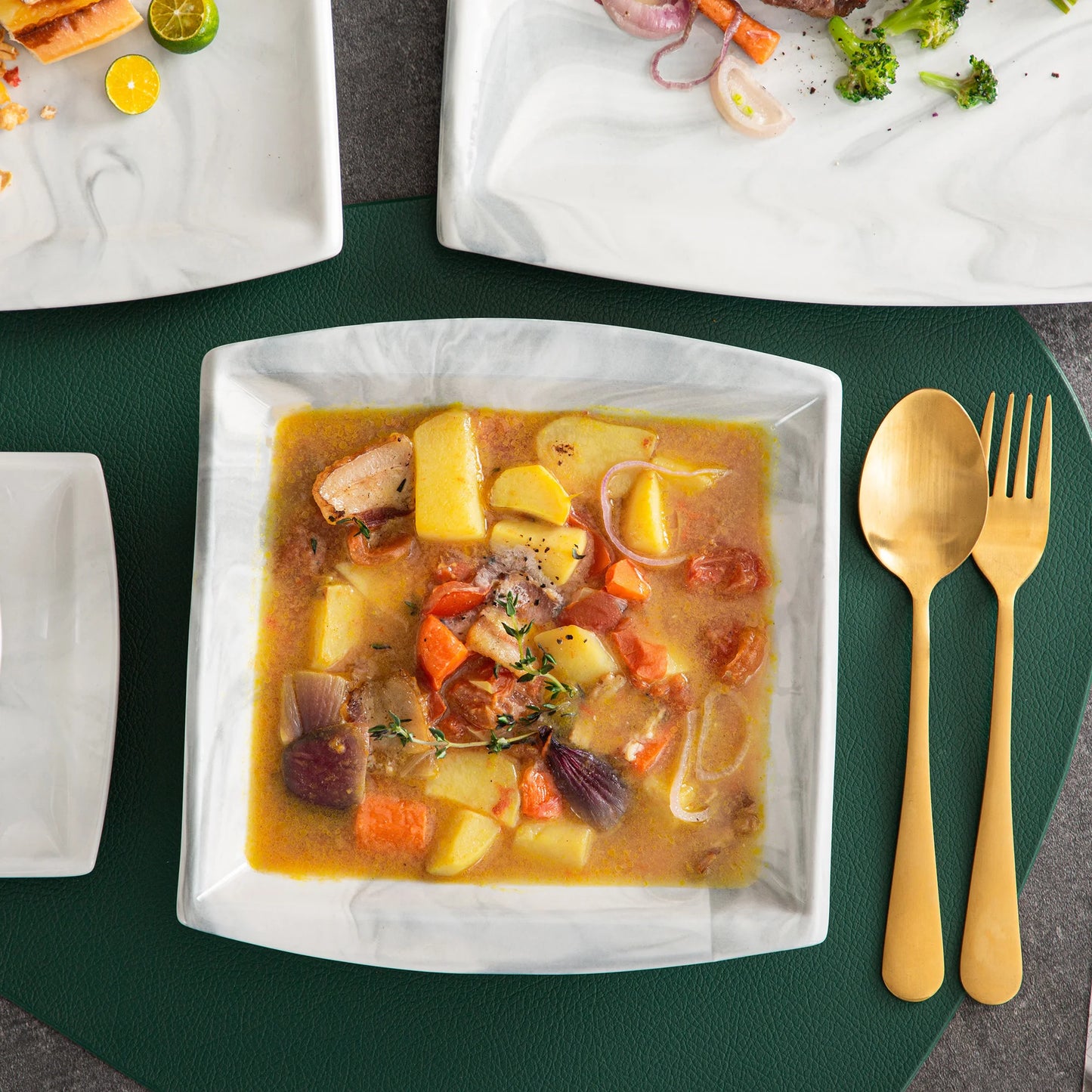 MALACASA 30/60-Piece Marble Grey Porcelain Dinnerware Set | Modern Tableware for 6–12 Persons with Plates, Cups & Saucers