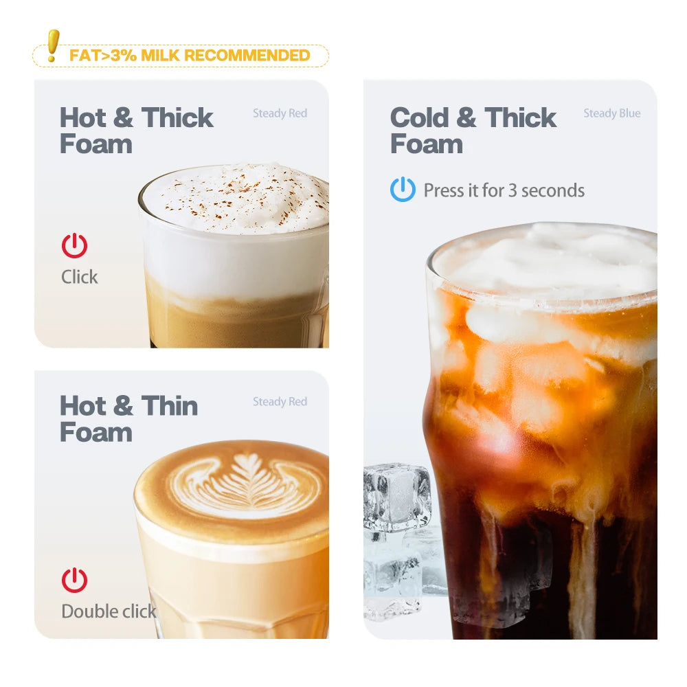 HiBREW M1A Milk Frother – Hot & Cold Electric Foam Maker for Latte, Cappuccino & Chocolate