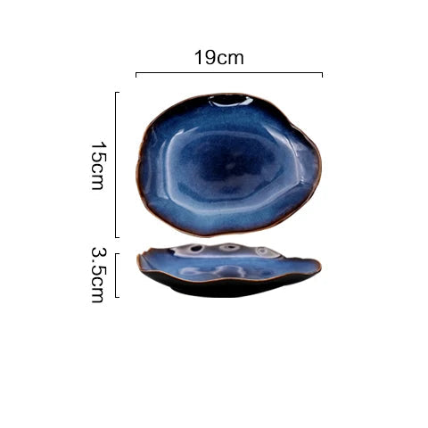 KINGLANG Japanese Ceramic Dinner Plates – Handmade Irregular Pottery Flat Dishes for Modern Dining and Food Presentation