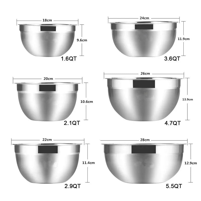 LMETJMA Stainless Steel Mixing Bowl Set – Non-Slip Nesting Bowls for Salad, Cooking & Baking