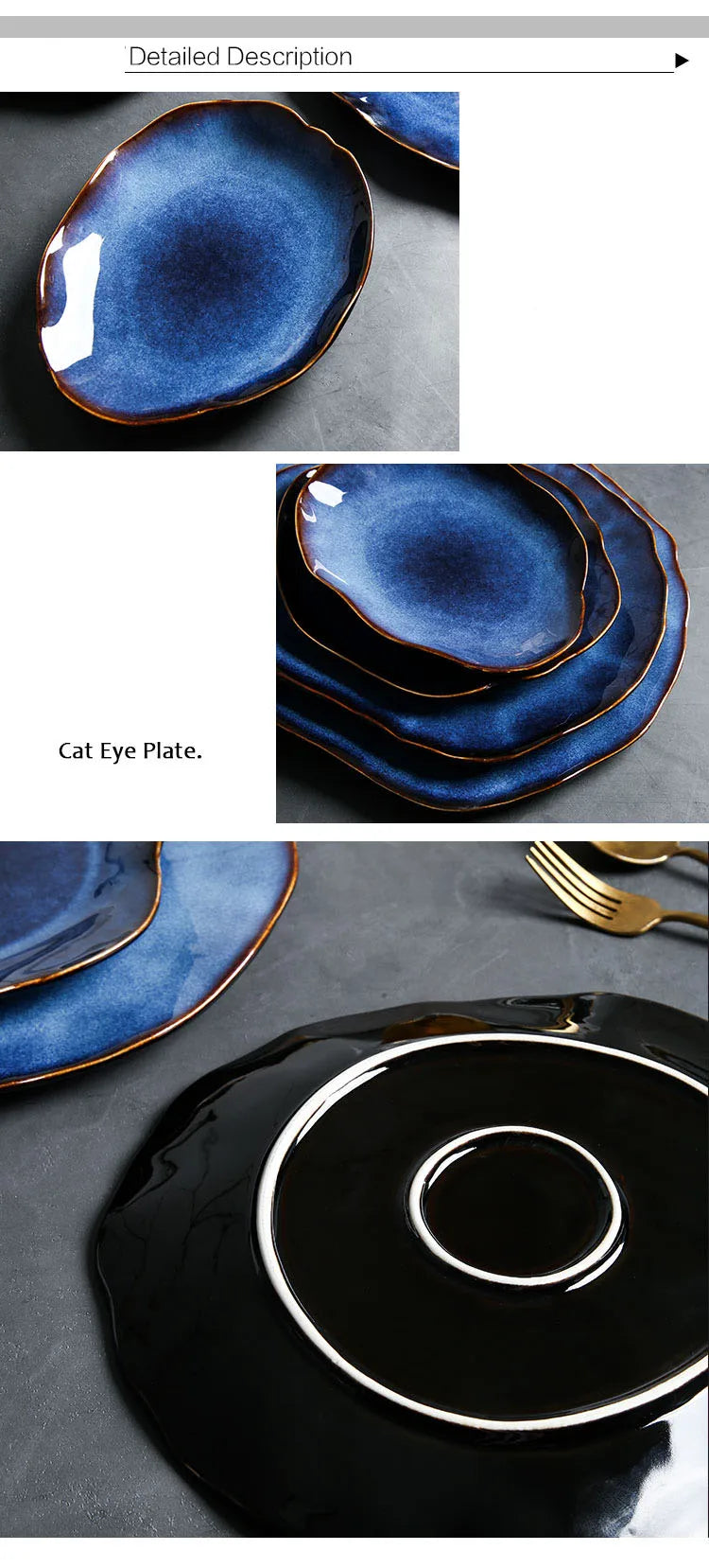 KINGLANG Japanese Ceramic Dinner Plates – Handmade Irregular Pottery Flat Dishes for Modern Dining and Food Presentation