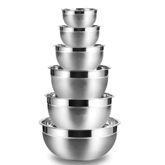 LMETJMA Stainless Steel Mixing Bowl Set – Non-Slip Nesting Bowls for Salad, Cooking & Baking