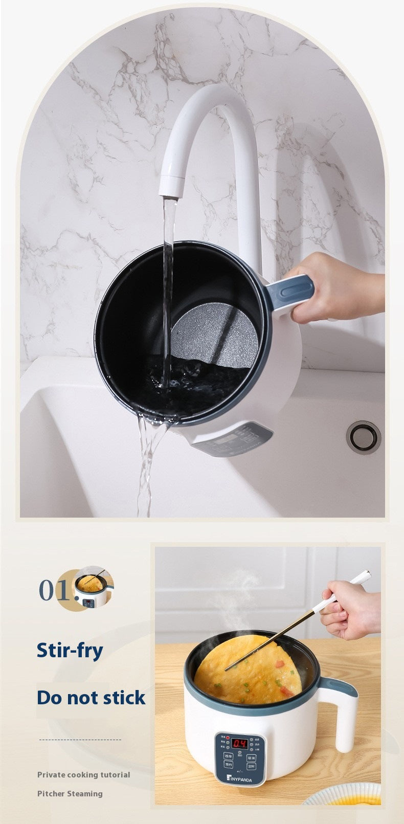 Electric Hot Pot Cooker – Non-Stick Multifunction Rice & Soup Maker for 1–2 People