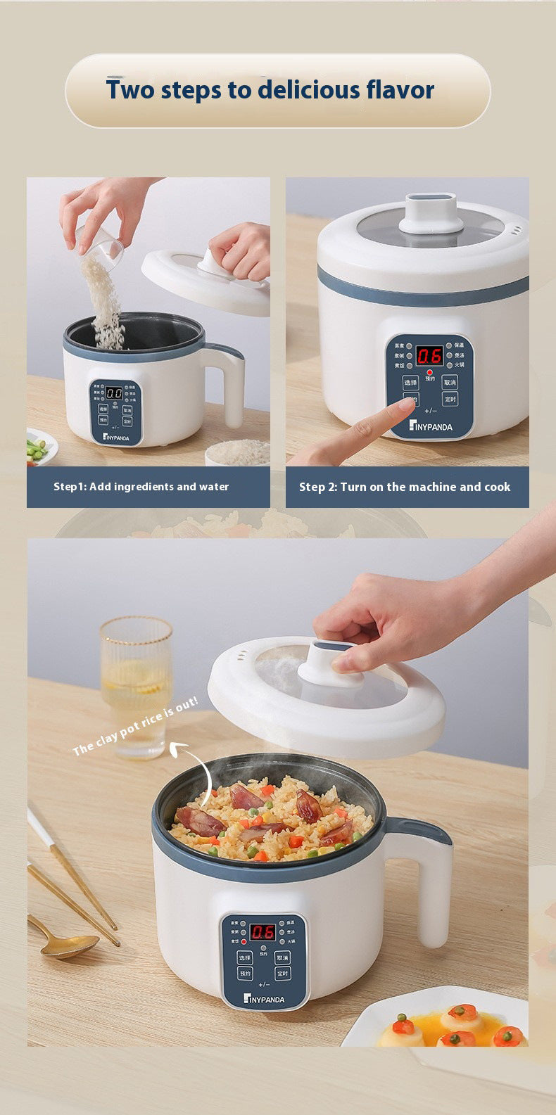 Electric Hot Pot Cooker – Non-Stick Multifunction Rice & Soup Maker for 1–2 People