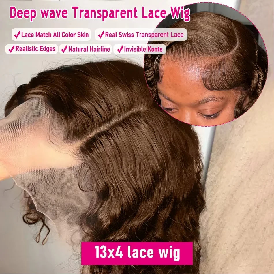 Brown Kinky Curly Short Bob Wig 13x4 / 4x4 HD Lace Human Hair