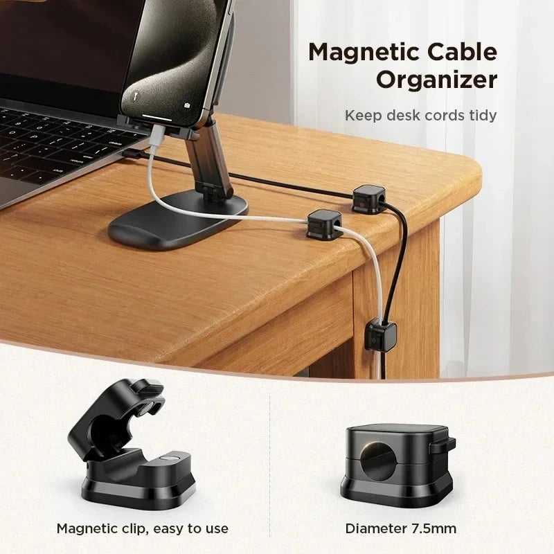 Magnetic Cable Organizer – Adhesive Wire Clip Holder for Home & Office Desk Management
