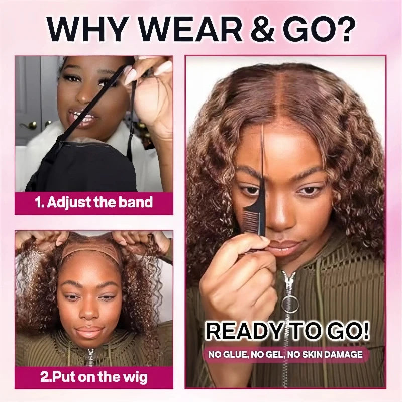Deep Wave Bob Wig – 5x5 HD Lace Front, Glueless, 4/27 Ombre Highlight, 220% Density Human Hair