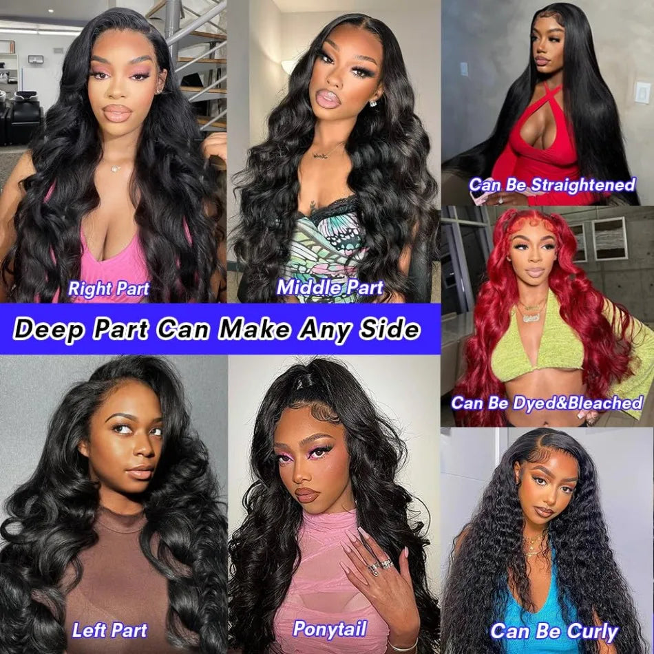 40 Inch Body Wave Human Hair Wig – 13x6 HD Lace Frontal, 220 Density, Pre-Plucked Brazilian Remy Hair