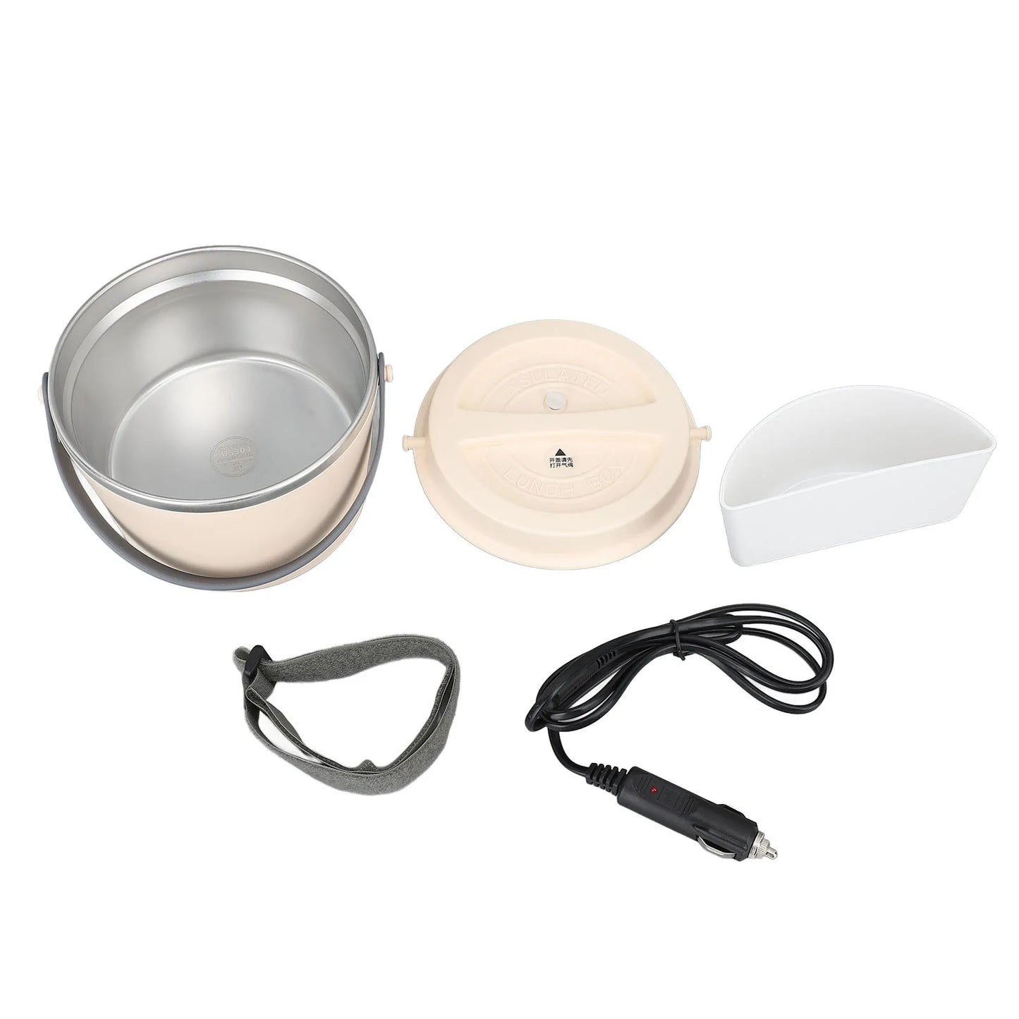 12V Portable Electric Lunch Box 1.2L Fast Heating for Travel Office Washable Food Warmer