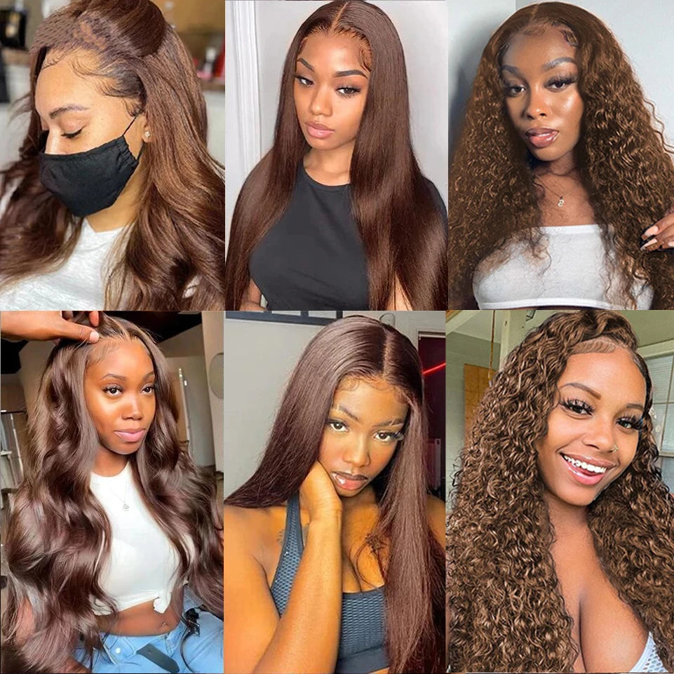 Chocolate Brown Body Wave HD Transparent Lace Front Human Hair Wig · 13x4 / 13x6 · 26+ Inch