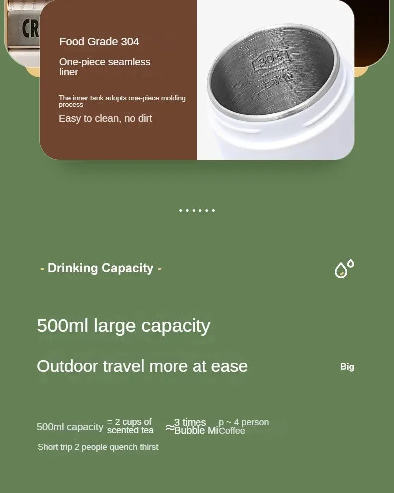 500ML Electric Kettle – Portable Tea & Coffee Travel Bottle with LED Display