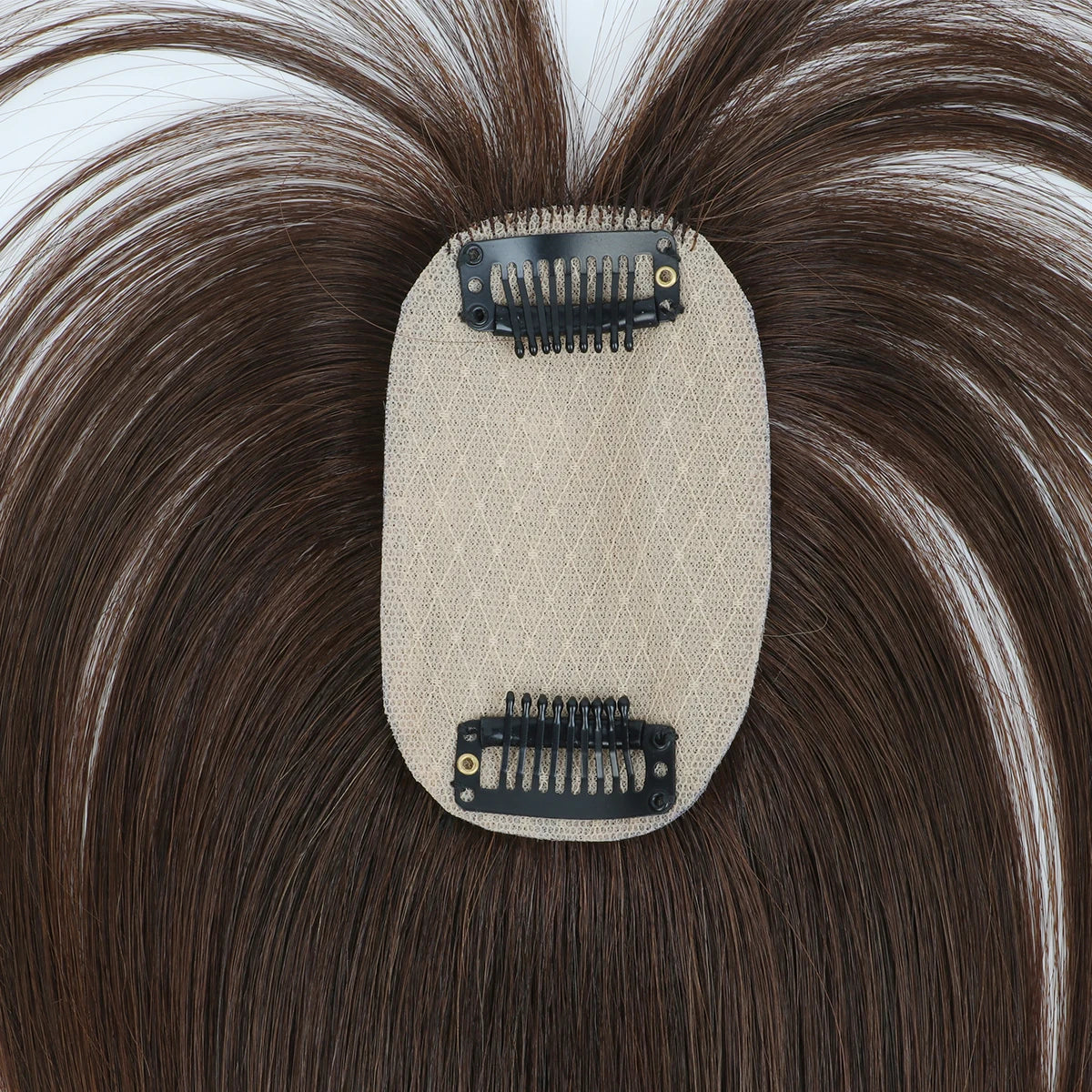 Real Human Hair Topper with 360° Bangs · 3D Hair Piece · 20–35 cm