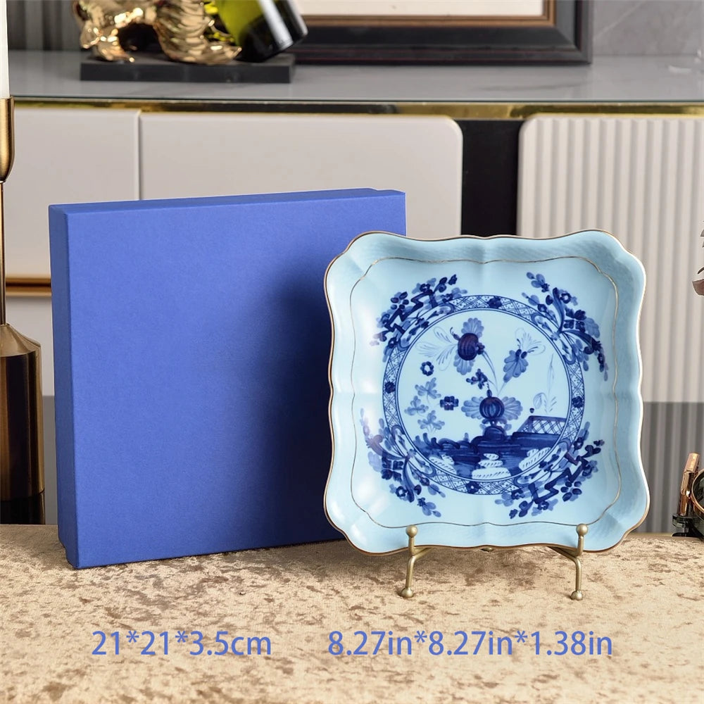 Ceramic Afternoon Tea Set – Printed Porcelain Cup, Saucer, Tray, Milk Pot & High Foot Plate