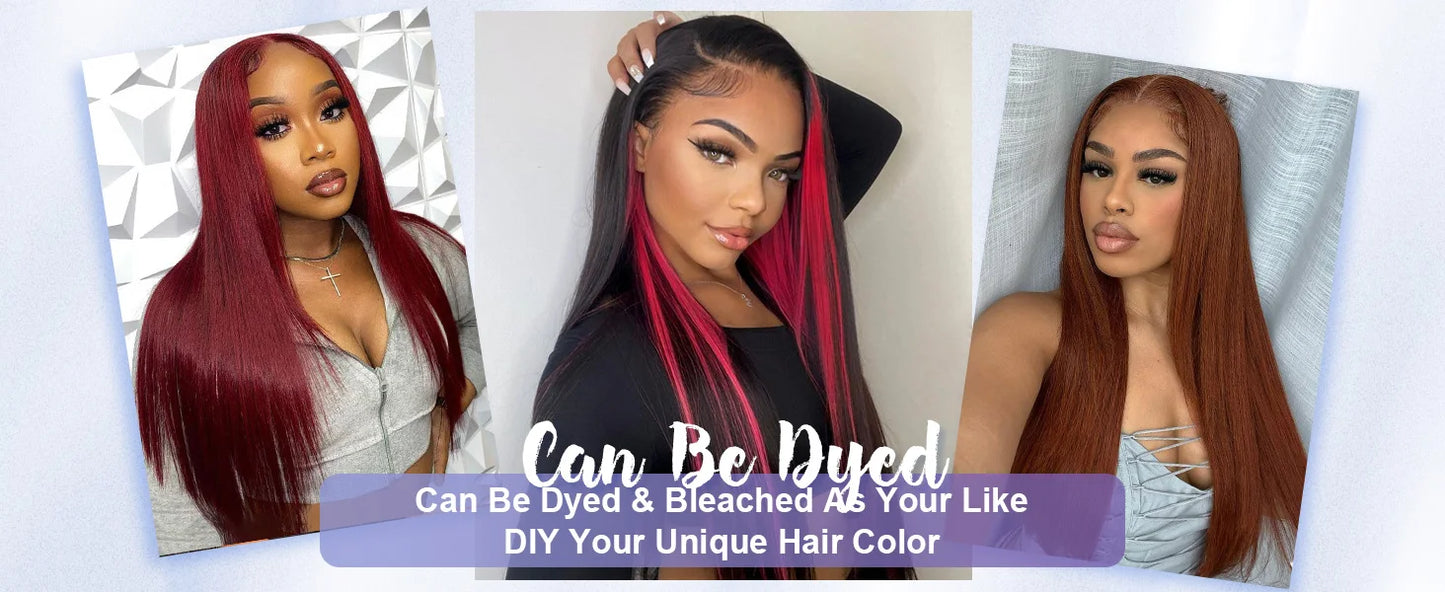 Rovess 13x6 HD Lace Front Bone Straight Human Hair Wig (40–44") – Pre-Plucked, Transparent Lace