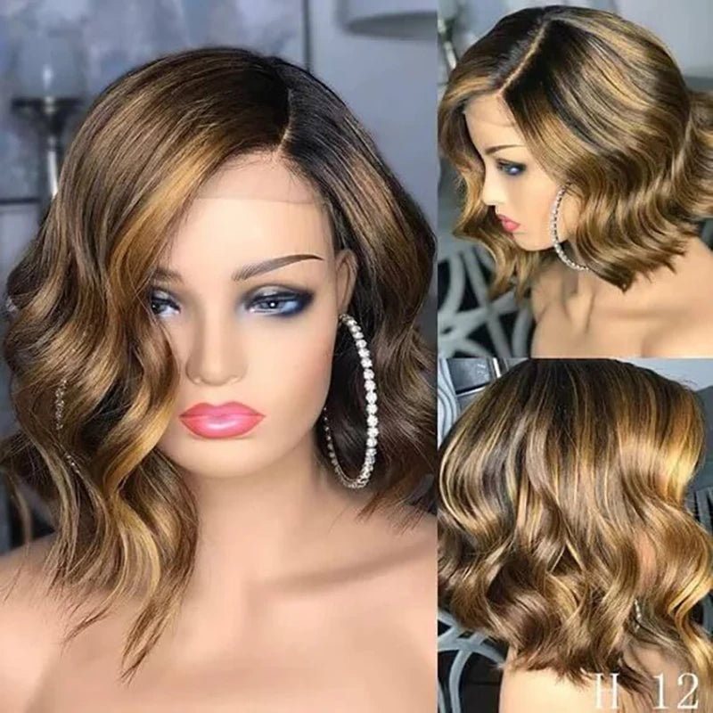 4/27 Highlight Ombre Body Wave Bob Wig (13x4 Transparent Lace, 200% Density)