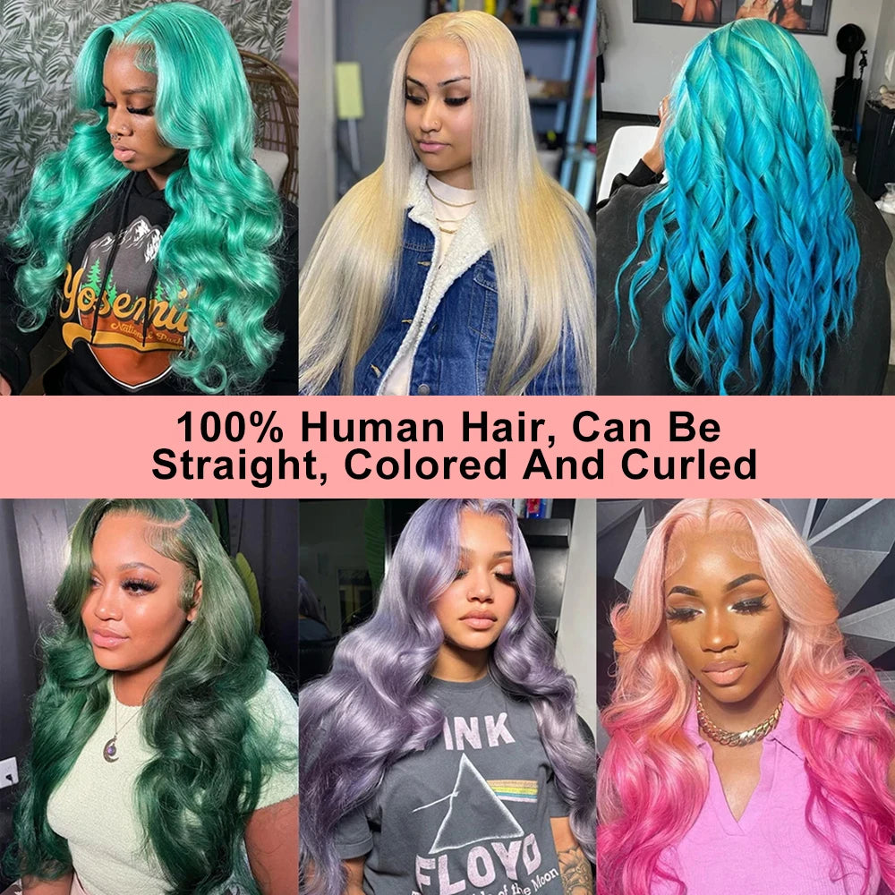 40” Rose Red Body Wave HD Lace Front Wig – 13x6 Transparent Brazilian Human Hair