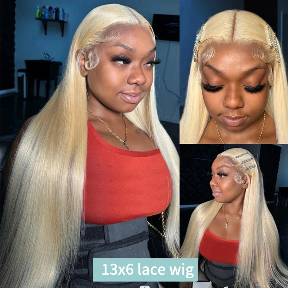613 Blonde Straight 13x6 HD Lace Front Human Hair Wig (30 Inch, Transparent Lace)