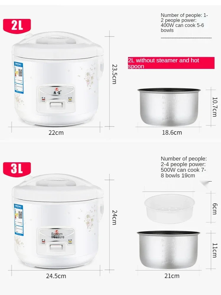 2L Electric Rice Cooker – Multifunctional Non-Stick Cooker for Rice, Soup, Cake & Stew