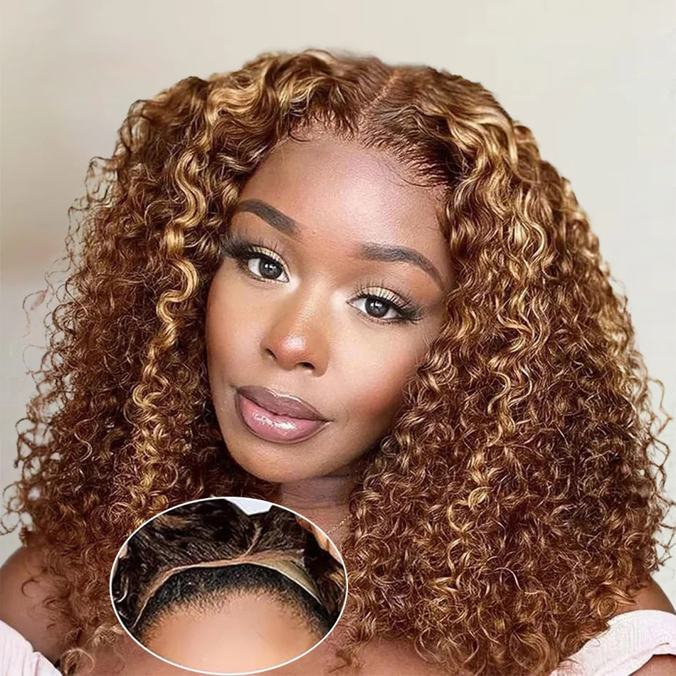 427 Highlight Deep Wave Bob Wig (250% Density) | Glueless 5x5 HD Lace Closure | Brazilian Human Hair