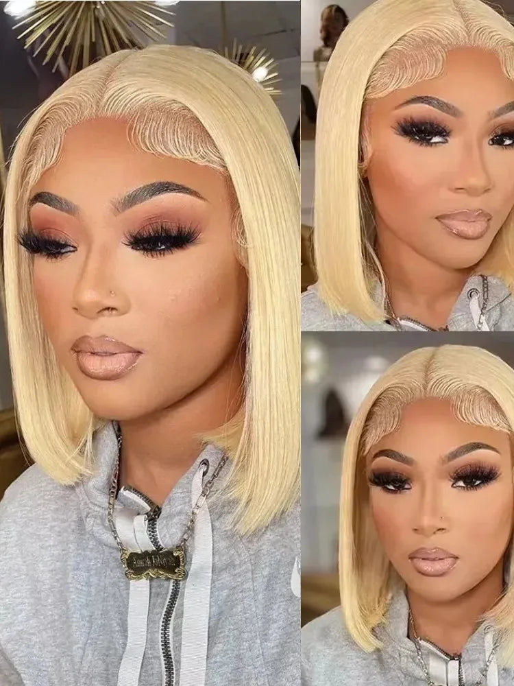613 Blonde Bob Wig | 13x4 13x6 Lace Front Human Hair Wig | Straight Brazilian Remy Hair | 200% 220% Density