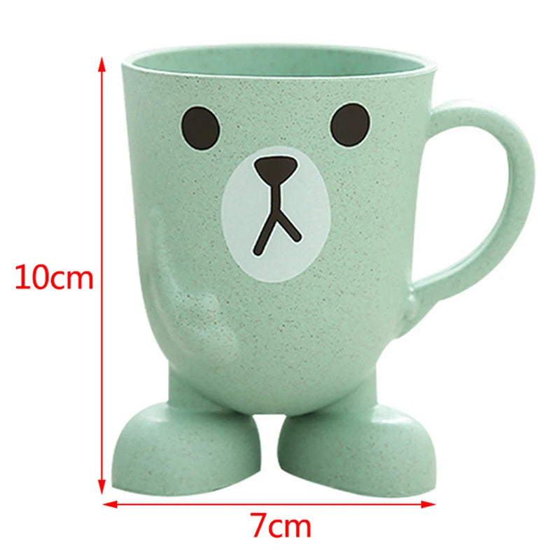 Cute Cat Mouthwash & Toothbrush Cup – Cartoon Plastic Mug for Home & Travel