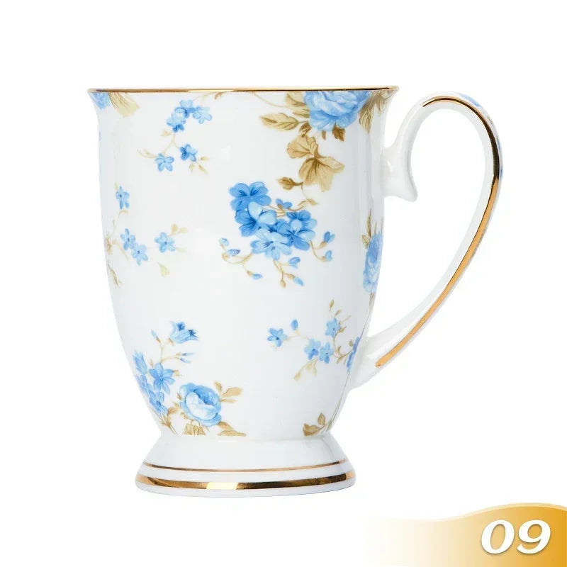 Vintage Floral Ceramic Coffee Mug – Elegant Handgrip Cup for Home & Office