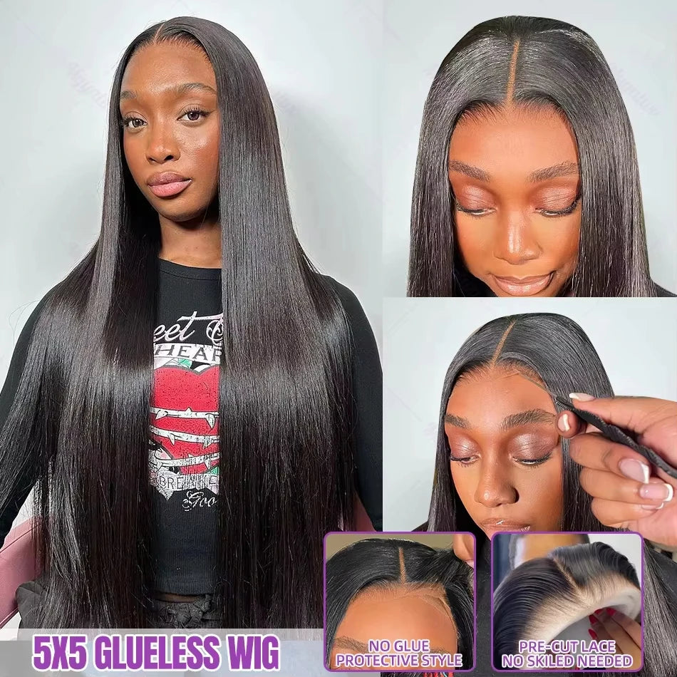 Glueless Bone Straight HD Lace Front Wig – Transparent Lace (4x4 / 5x5 / 13x4 / 13x6) Brazilian Remy Human Hair