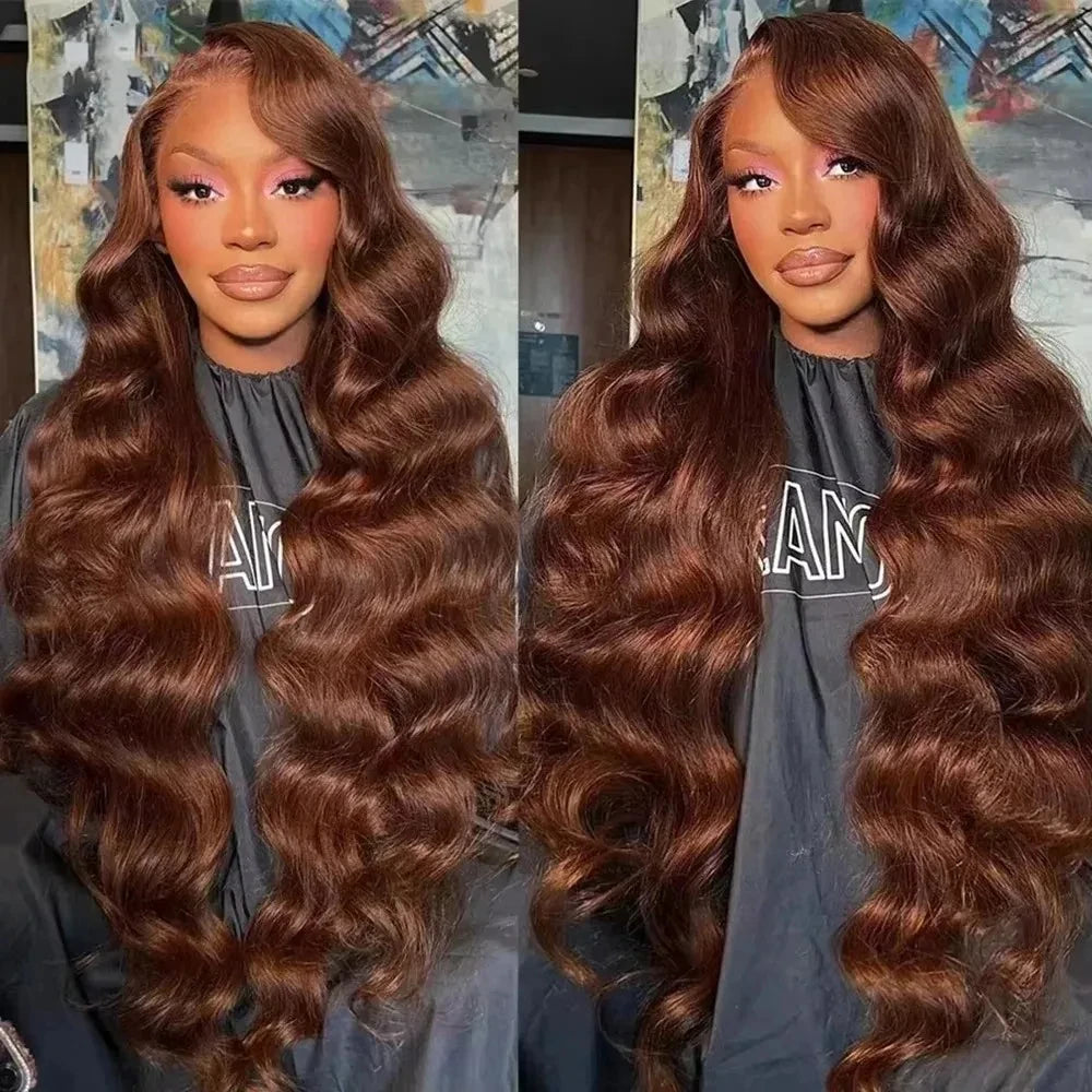 Body Wave Chocolate Brown 13x6 HD Lace Front Human Hair Wig – Pre-Plucked & Colored