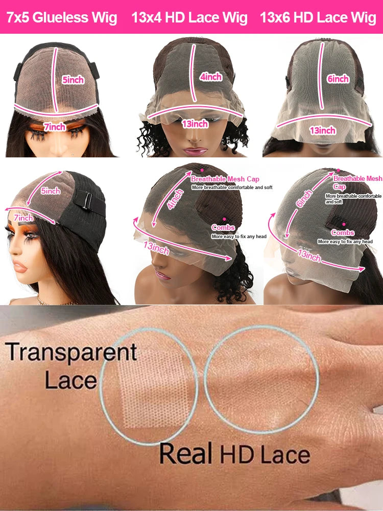 300% Density 40–46 Inch Deep Wave Lace Front Human Hair Wig | 13x6 HD Glueless Curly Wig