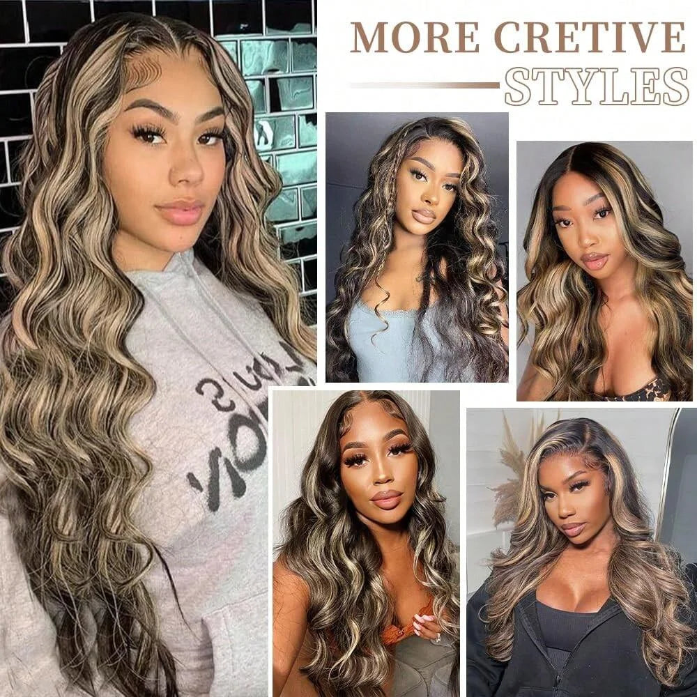 30" 1B/27 Ombre Body Wave Human Hair 13x4 HD Lace Front Wig