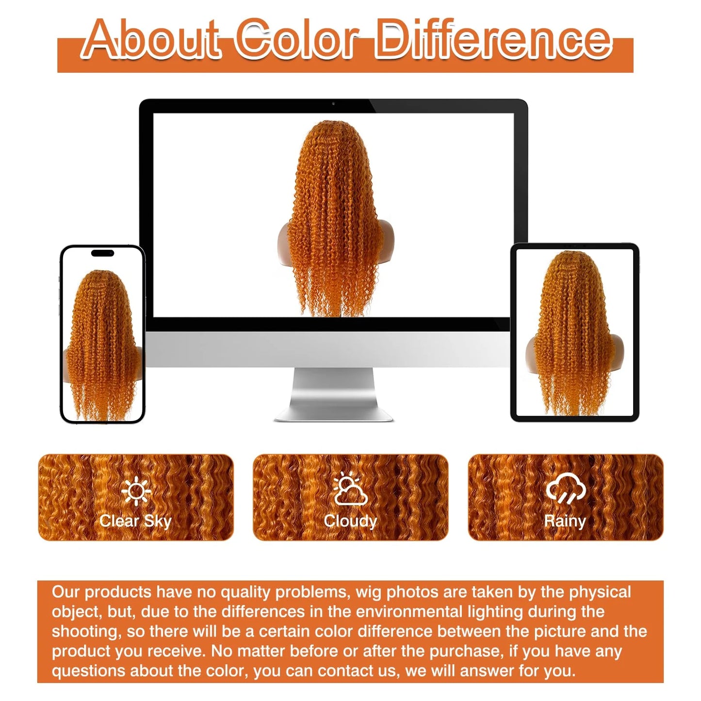 250% Density Ginger Orange Curly HD Transparent Lace Front Human Hair Wig (13x6 / 13x4, Brazilian Remy, 26”+)