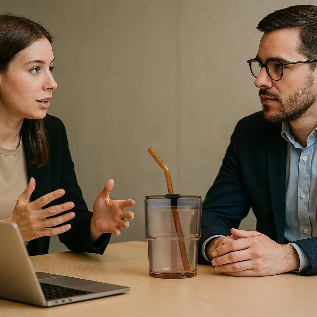 🥤 13oz/400ml Insulated Glass Tumbler with Lid & Straw – Leakproof Iced Coffee Cup