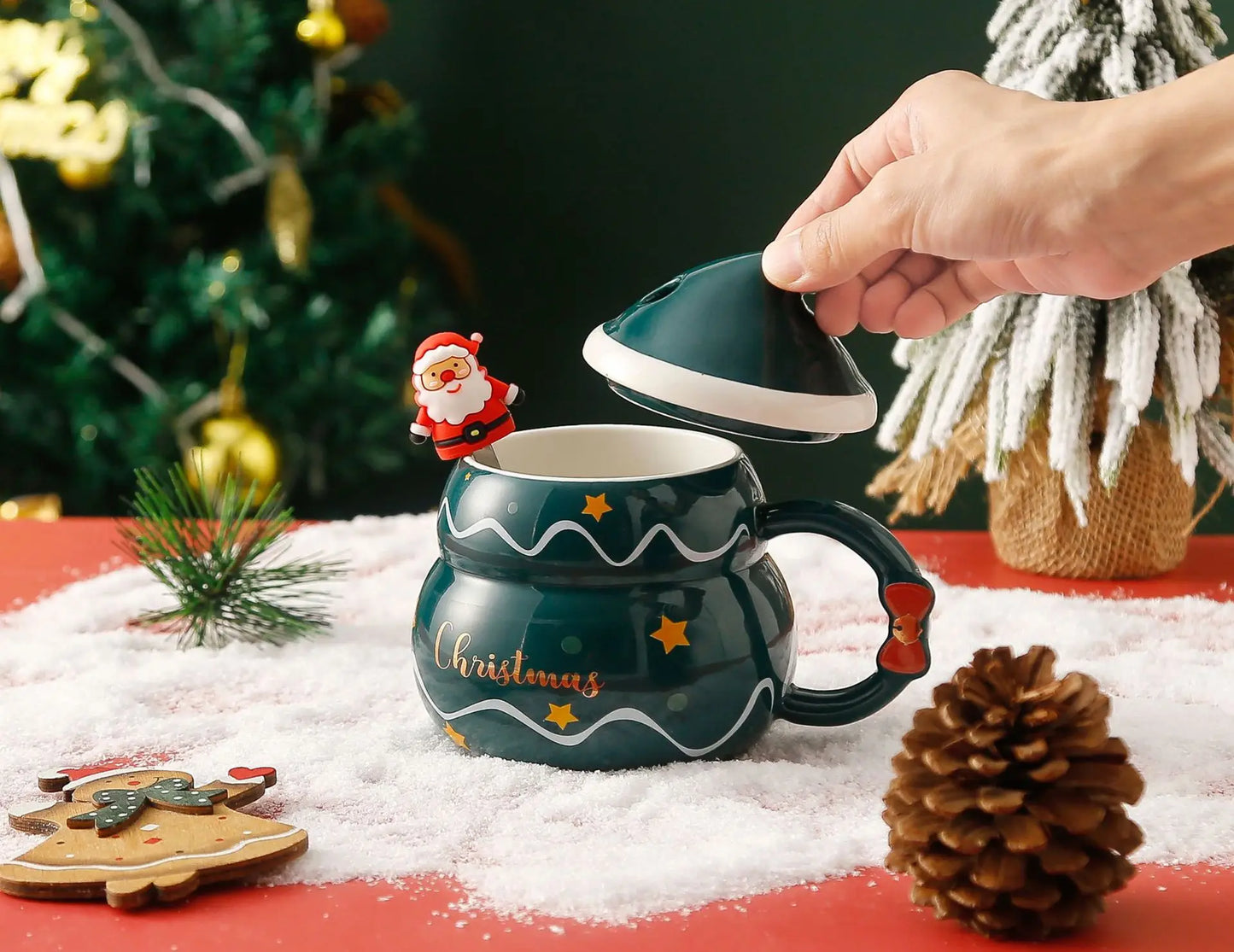 Christmas Ceramic Mug – Nordic Style Santa & Snowman Cup Gift for Holiday Season